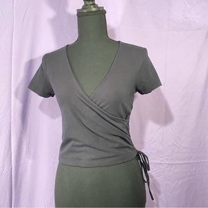 black forever 21 wrap crop top with side tie